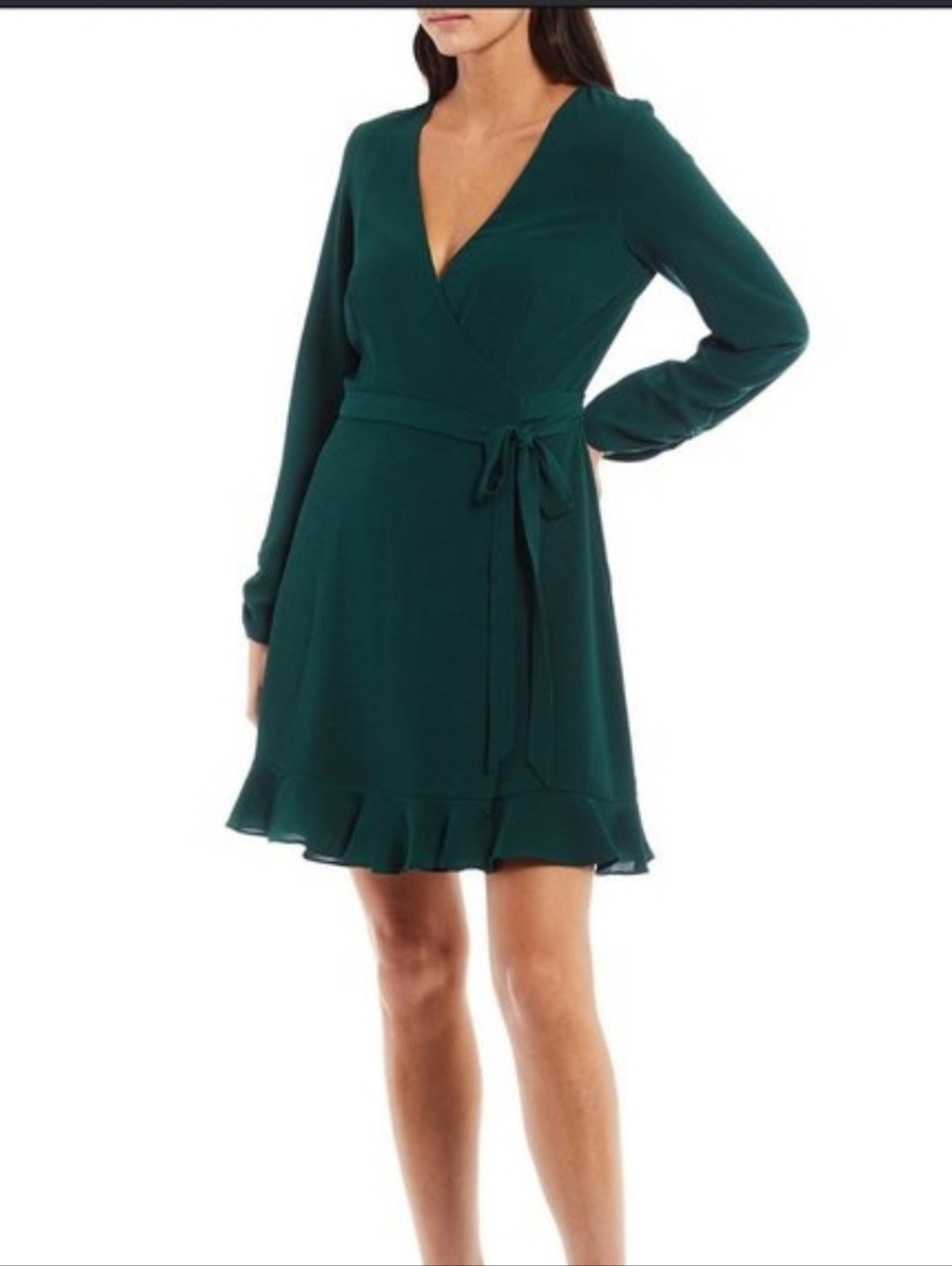 Gianni Bini Forest Green Wrap Dress with Tie Waist